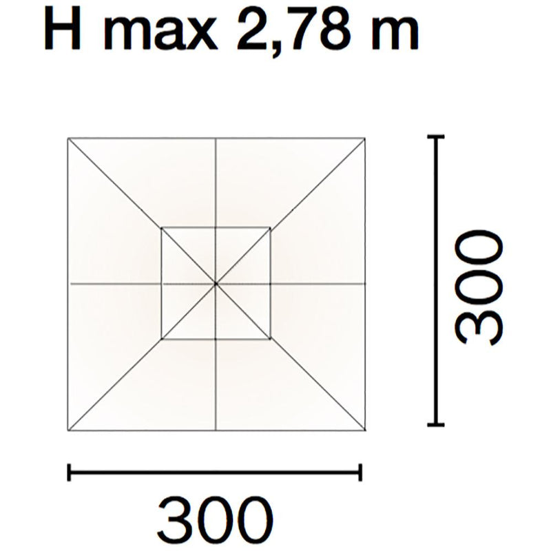 Ombrellone da Giardino 3x3 m Palo Ø48 mm in Legno Vorghini De Lux Ecrù