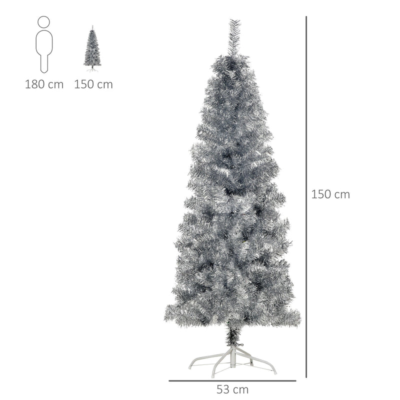 Albero di Natale Artificiale 150 cm 408 Rami Argento