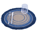 Set 6 Tovagliette Ø38 cm  in Juta VdE Tivoli 1996 Blue Blu e Beige