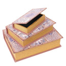 Set 3 Scatole libro in Similpelle grigio fiori rettangolare
