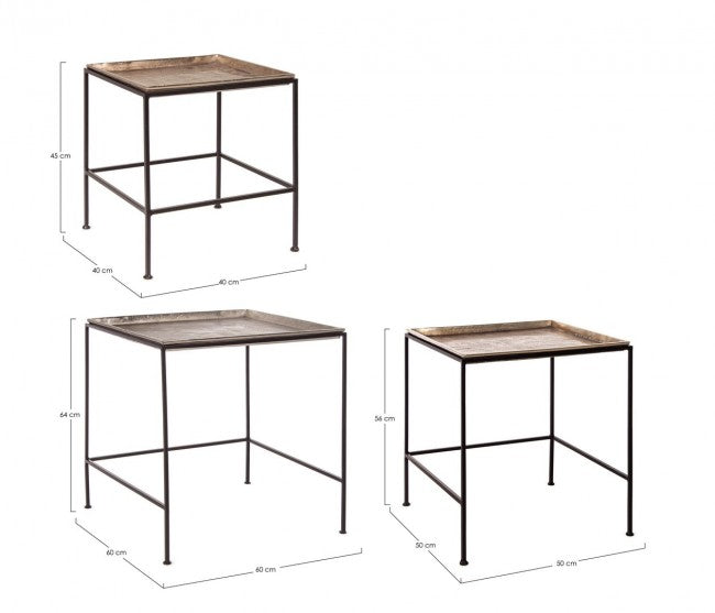 Set 3 Tavolini Quadrati Amira
