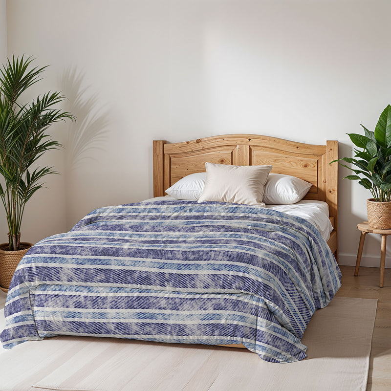 Trapunta Invernale Stampata in Microfibra 200gr Double Face Jeans Stripes Varie Misure