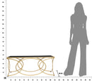 Tavolo da Caffé Infinity 110x60x45 cm in Ferro e Specchio e MDF Oro e Nero