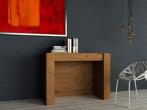 Ausziehbarer Konsolentisch in Melamin 42/302x95x76cm TFT Moon Oak Nodi sconto