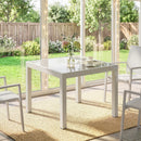 Tavolo Estensibile da Giardino 180x90x75 cm Piano in Vetro Temperato in Alluminio Bianco Crema      