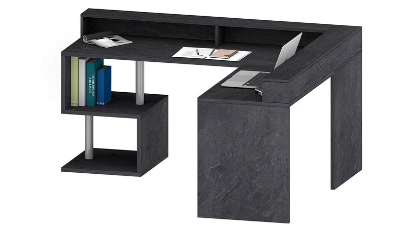 Scrivania Angolare a Giorno 181x160x60x92,5h cm Esse Report Grigio  