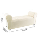 Panca Scendiletto 120x39x55 cm con Brillantini in Tessuto Effetto Velluto Beige