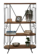 Libreria New Mexico 100x38x150,5 cm in Ferro e MDF Marrone e Grigio