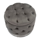 Puff Contenitore Rich Grigio Ø55x42 cm in Legno Spugna Poliestere e Acciaio Grigio