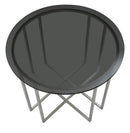 Tavolinetto da Caffé Oslo Ø58x43 cm in Ferro e Vetro Argento e Nero