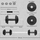 Set Pesi e Bilanciere da 20kg con Impugnature Antiscivolo 8 Dischi Pesi Barra Bilanciere e 2 Barre Manubri in Acciaio      