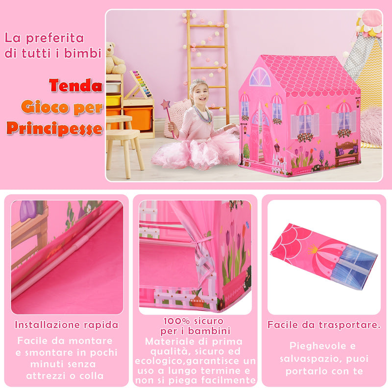 Tenda Casetta per Bambini 93x69x103 cm  Principessa Rosa