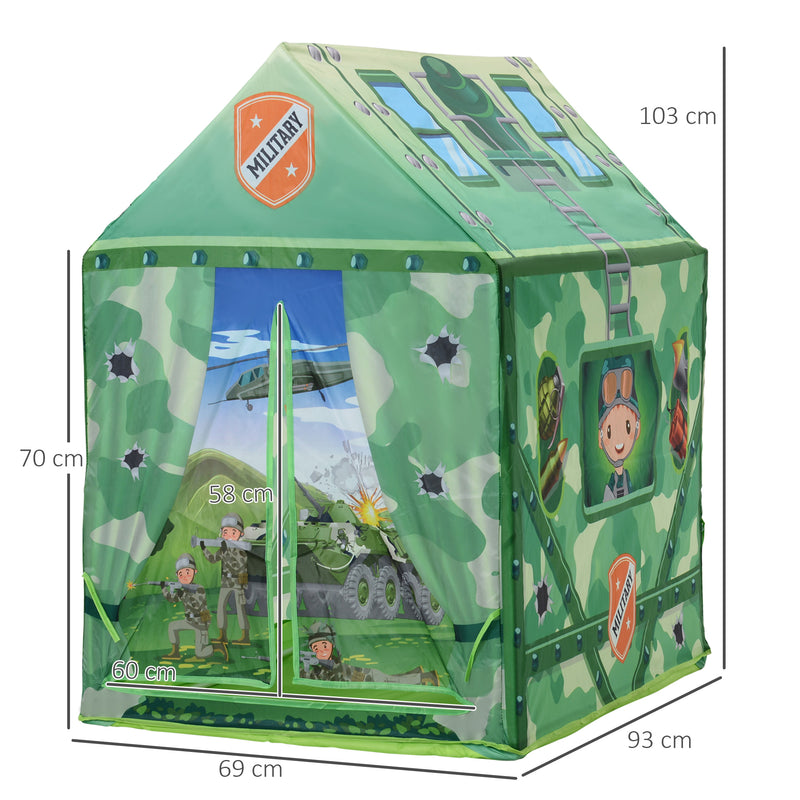 Tenda Casetta per Bambini 93x69x103 cm  Mimetica Verde