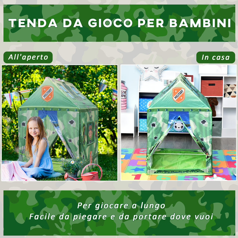 Tenda Casetta per Bambini 93x69x103 cm  Mimetica Verde