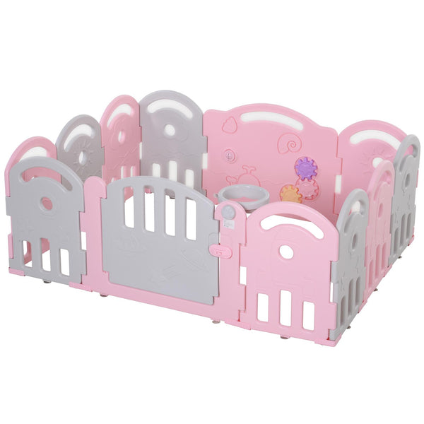Laufstall Zaun Aktivität für Kinder 162x122x63 cm Grau und Rosa prezzo