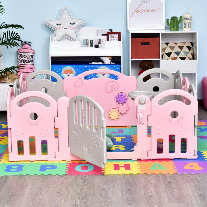 Box Recinto Attività per Bambini 162x122x63 cm  Grigio e Rosa