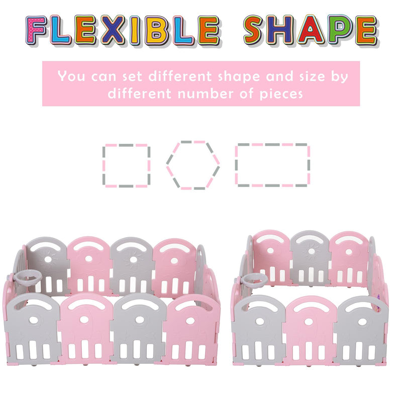 Box Recinto Attività per Bambini 162x122x63 cm  Grigio e Rosa