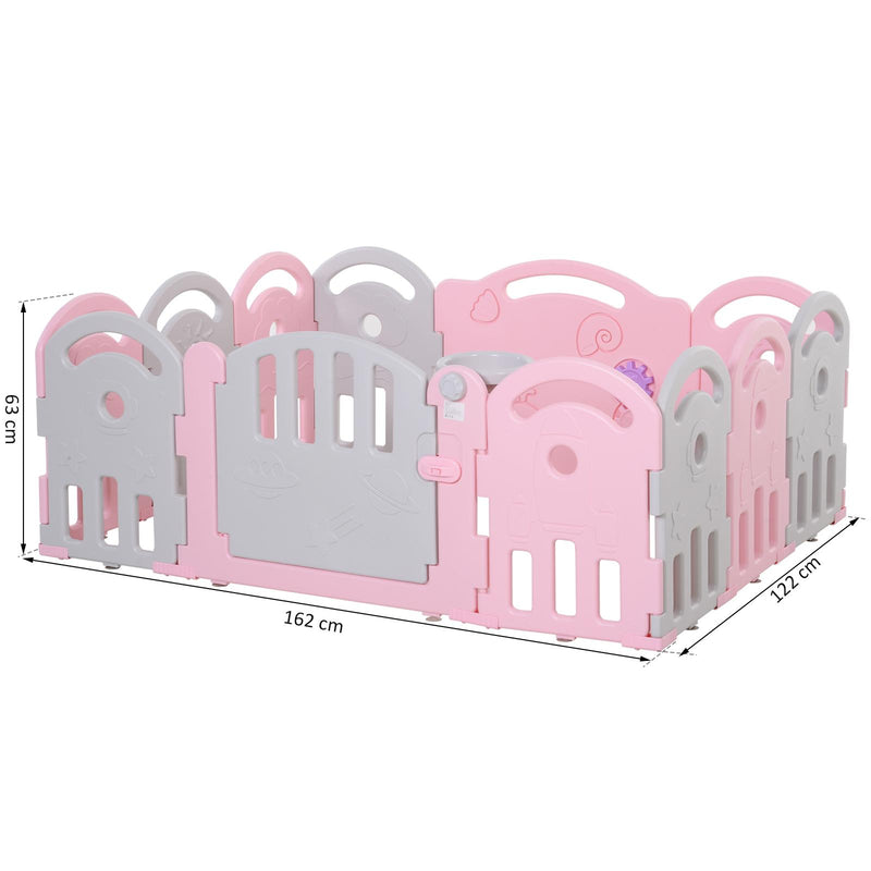 Box Recinto Attività per Bambini 162x122x63 cm  Grigio e Rosa