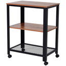 Carrello Portavivande da Cucina 3 Ripiani 60x40x76,5 cm in Metallo e Legno  Nero