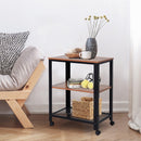 Carrello Portavivande da Cucina 3 Ripiani 60x40x76,5 cm in Metallo e Legno  Nero