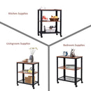 Carrello Portavivande da Cucina 3 Ripiani 60x40x76,5 cm in Metallo e Legno  Nero