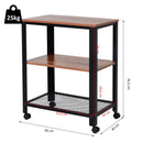 Carrello Portavivande da Cucina 3 Ripiani 60x40x76,5 cm in Metallo e Legno  Nero