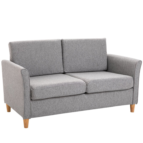 2-Sitzer-Sofa 65 x 141 x 78 cm in Holz und grauem Leinenstoff online