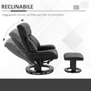 Poltrona Relax Reclinabile con Poggiapiedi in Similpelle  Nera