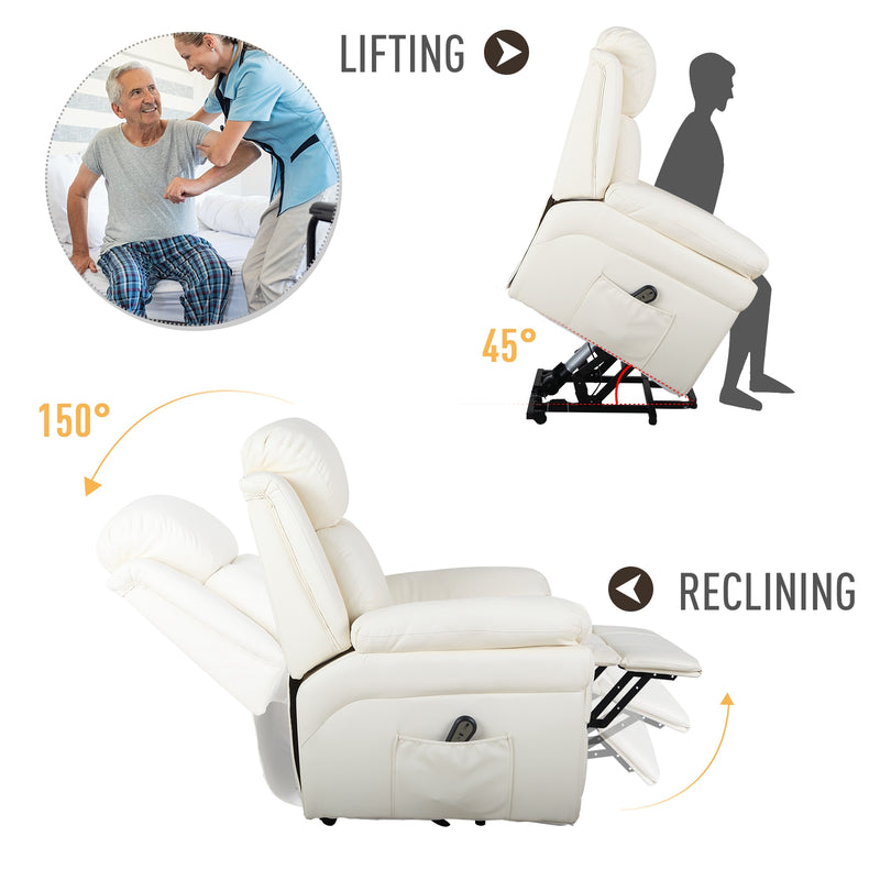 Poltrona Alzapersona Elettrica 1 Motore in Similpelle  Beige