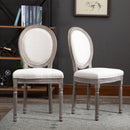 Set 2 Sedie in Legno Rivestimento in Lino  Bianco