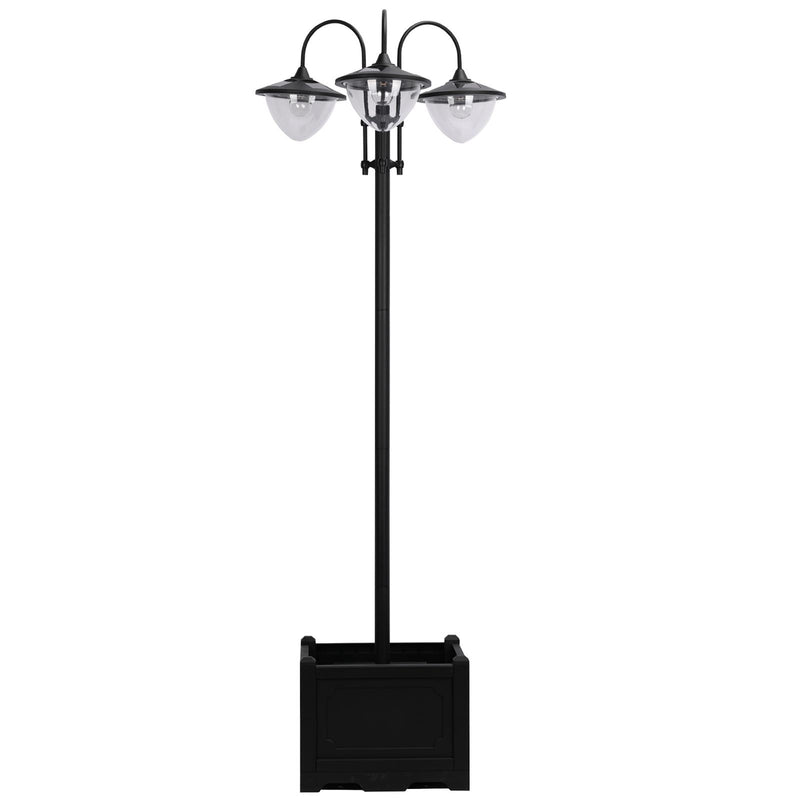 Lampione a Led da Esterno 3 Lampade 60x55x189 cm a Pannelli Solari  Nero