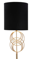 Lampada da Terra Circly Ø35x171 cm in Ferro PVC e Tessuto Oro e Nero
