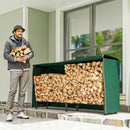 Portalegna 0,6 m³ 200x36x99 cm Regolabile con Telo Impermeabile in PE e Struttura in Metallo Nero e Verde Scuro      
