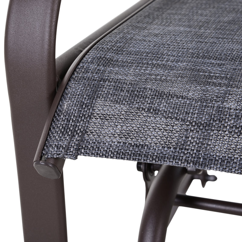 Set Salotto da Giardino in Acciaio 2 Sedie e Tavolino  Marrone e Grigio