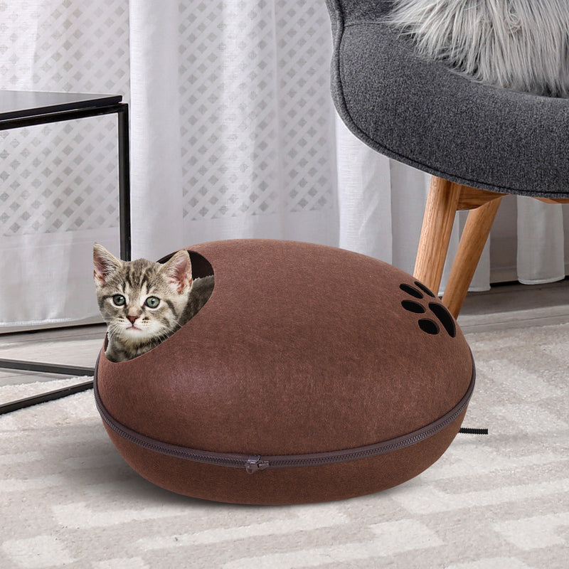 Cuccia per Gatti Riscaldante da Interno 47x38x24 cm  Marrone