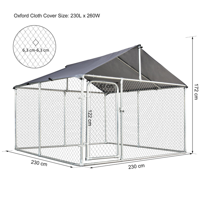 Recinto per Animali Domestici Cani Cuccioli 230x230x172 cm in Rete Zincata 