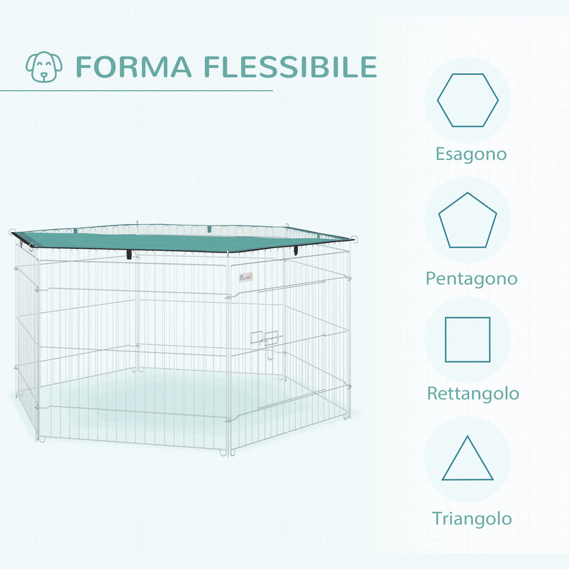 Recinto Recinzione per Animali Domestici 6pz 59x60 cm con Copertura 