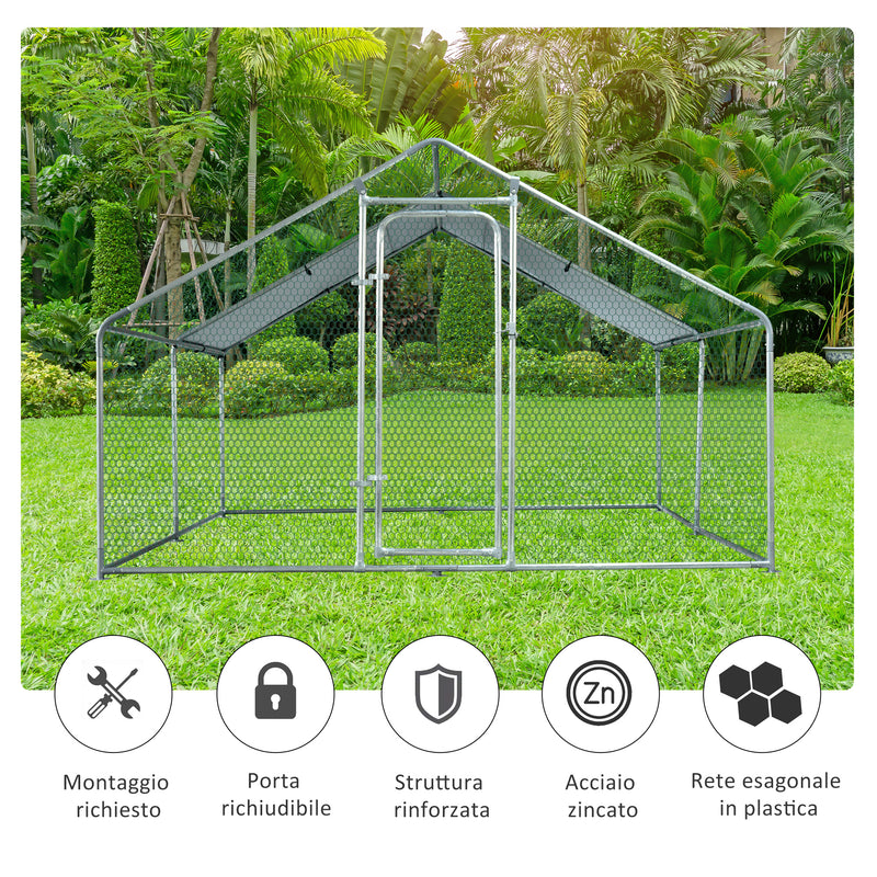 Gabbia Box da Esterno Zincato per Animali 3x4x1,95 m 