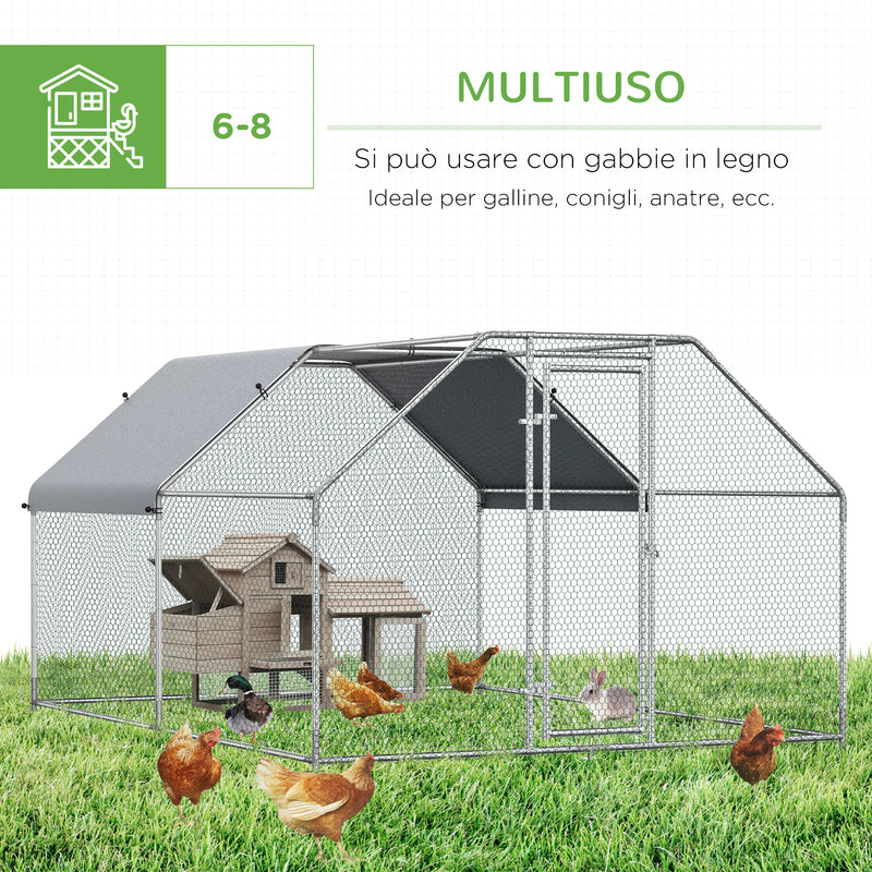 Gabbia Box da Esterno Zincato per Animali 2,8x3,8x1,95 m 