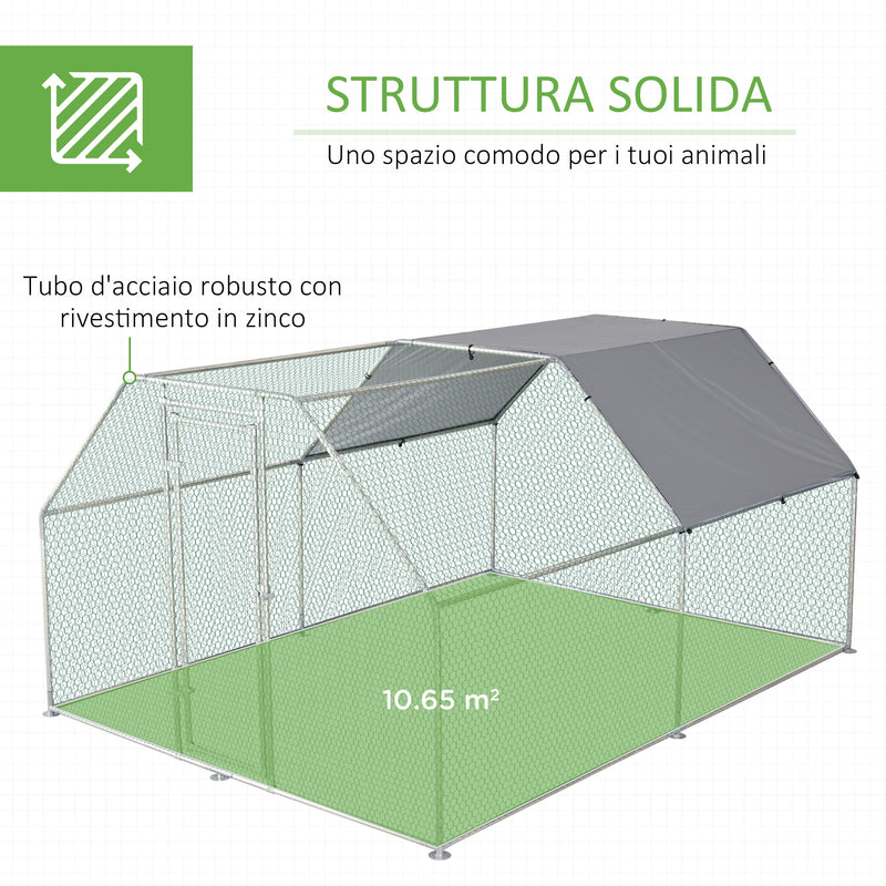 Gabbia Box da Esterno Zincato per Animali 2,8x3,8x1,95 m 