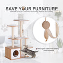 Albero Tiragraffi per Gatti con Cuccia 83x75x120 cm in Corda e Sisal  Giallo e Bianco