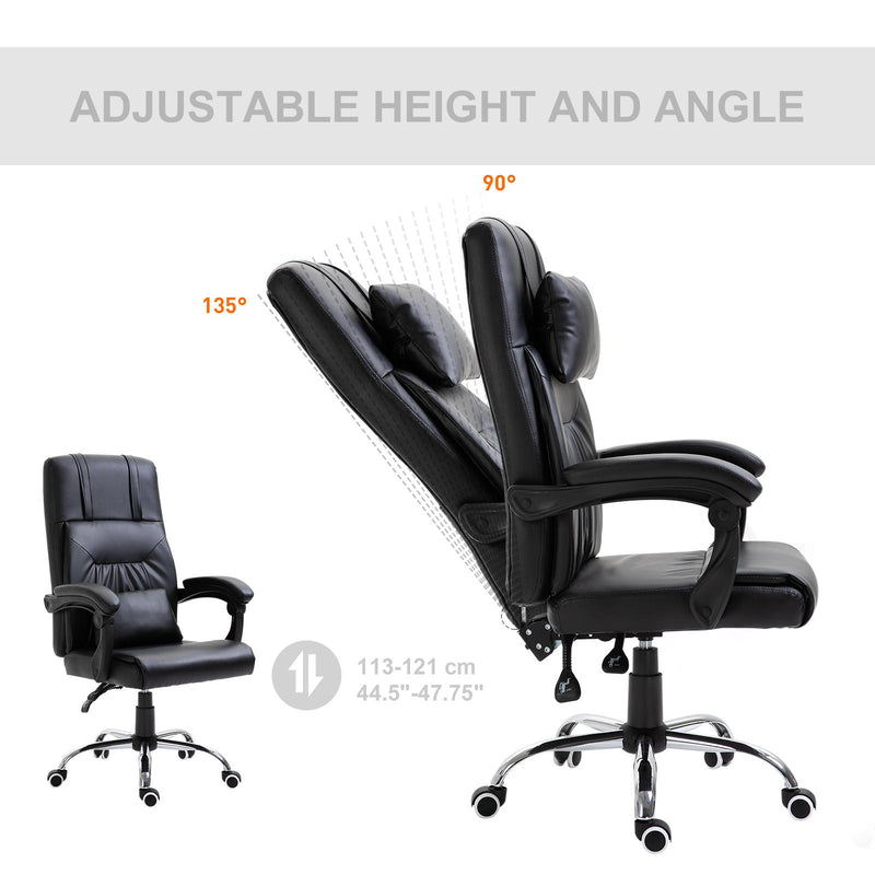 Sedia da Ufficio Presidenziale con Cuscino in Similpelle  Nera