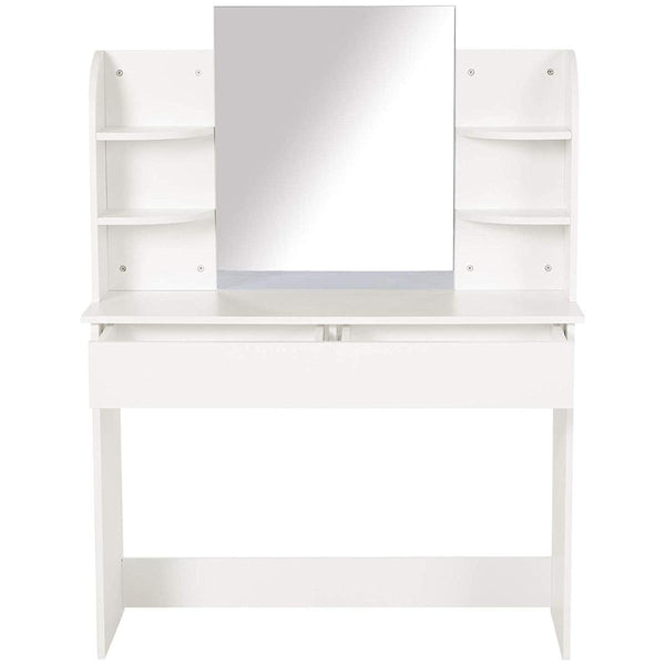 Schminkkonsole mit Spiegel 108x40x142 cm aus weißem Holz sconto