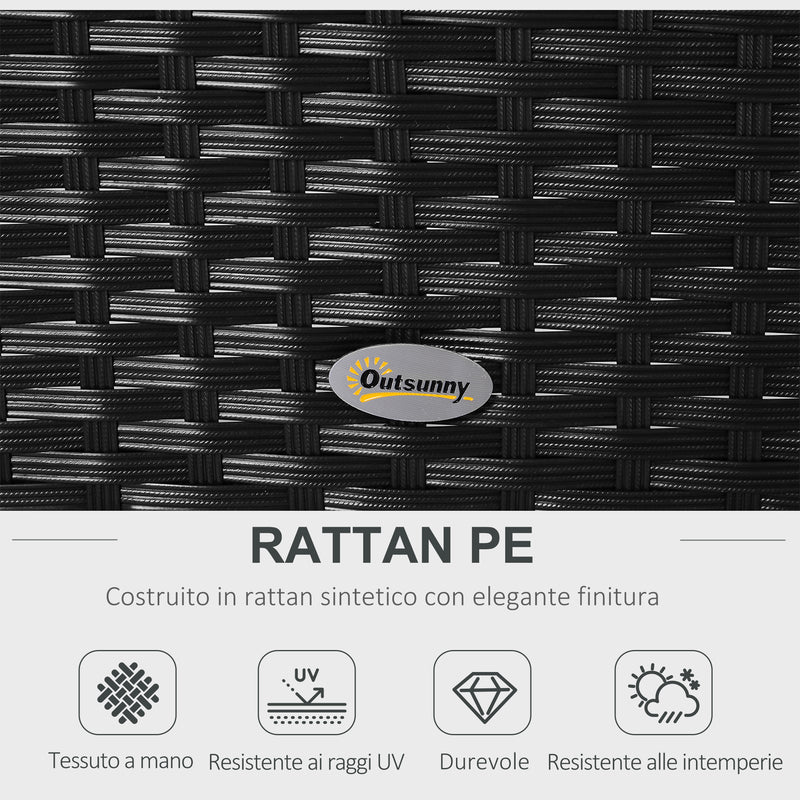 Set Salotto da Giardino Divano in Rattan Sintetico e Tavolino  Nero
