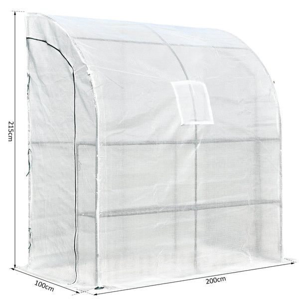 sconto Gartengewächshaus aus Stahl und Polyethylen 200 x 100 x 215 cm Weiß