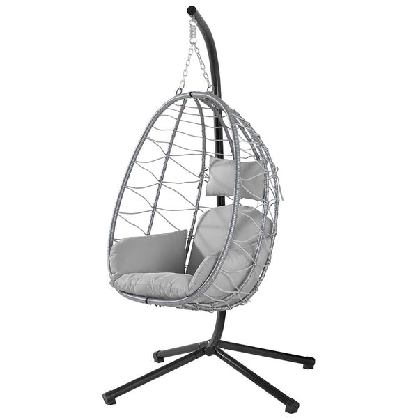 sconto Poltrona Sospesa Giardino Sedia Dondolo Amaca Pensile Rannat e Metallo Grigio