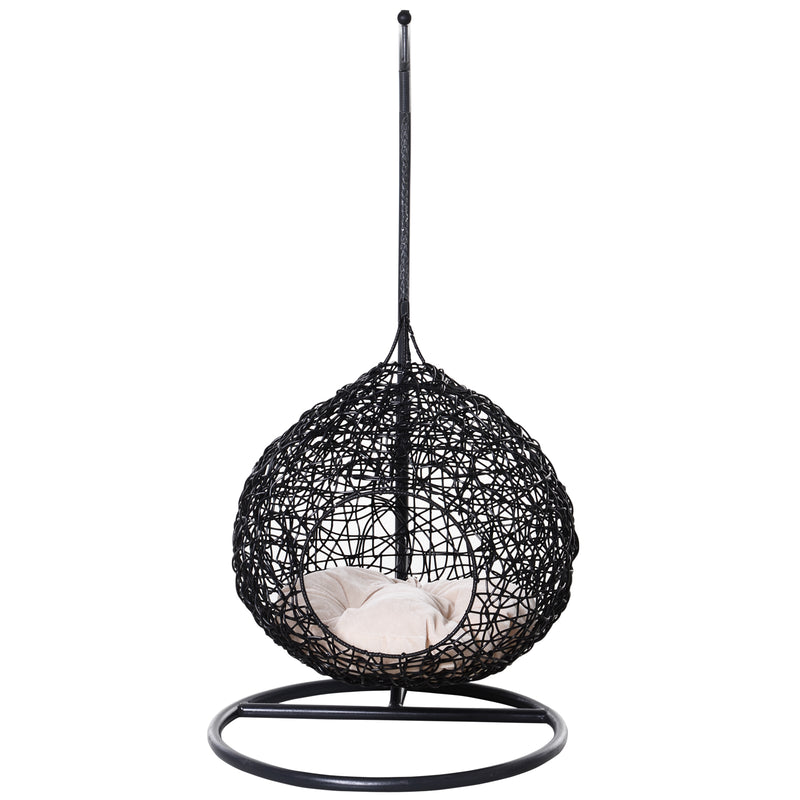 Cuccia Amaca in PVC Effetto Rattan per Gatti Ø60x110 cm con Cuscino  Nera