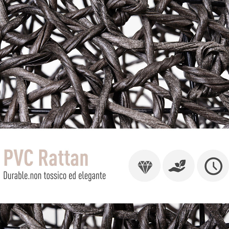 Cuccia Amaca in PVC Effetto Rattan per Gatti Ø60x120 cm con Cuscino  Caffè