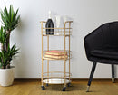 Carrello Glam Rotondo Ø38x77,5 cm in Ferro e Vetro Oro