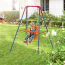 Altalena da Giardino 1 Posto in Acciaio e PP  Swing Blu e Arancio